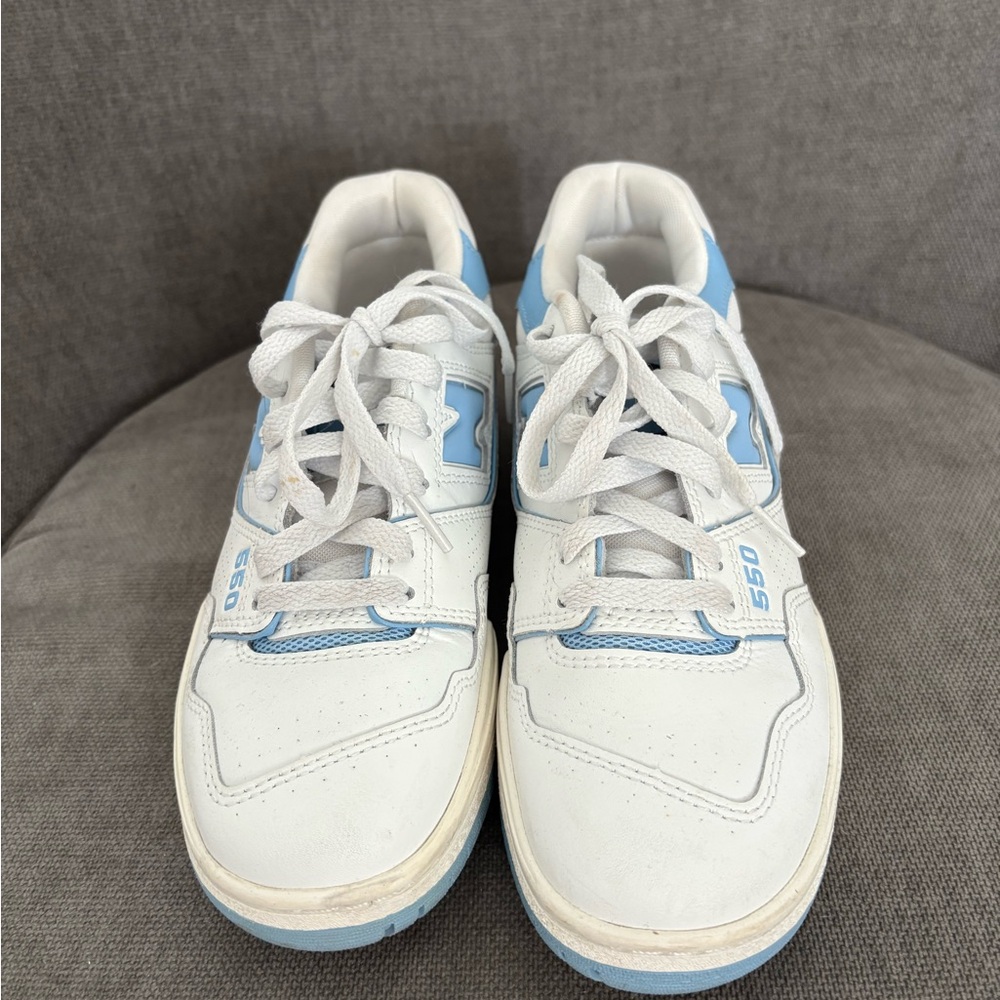 New Balance 550 White and Light Blue Sneakers